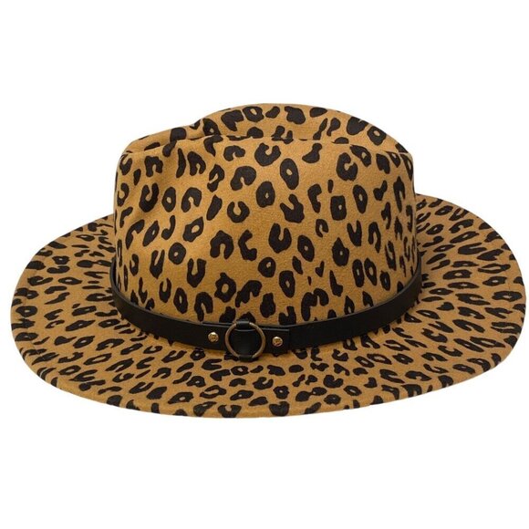 Womens Western Hat Leopard Print Felt One Size Adjustable Cowboy Casual Tan Brow - Picture 4 of 12